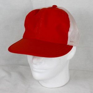 YA Orange & White Trucker Hat Mesh Back Baseball Cap Snap Back Wide Bill VINTAGE
